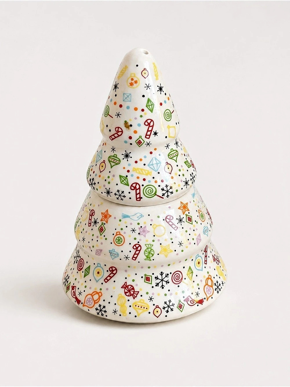 Hallmark Ceramic Christmas Tree Salt & Pepper Shaker Set Colorful Holiday